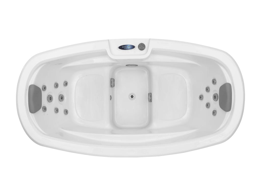 Whirlpool 2 Plätze mit Abdeckung - Perlweiß - 14 Düsen - 210 x 110 x 74 cm günstig online kaufen