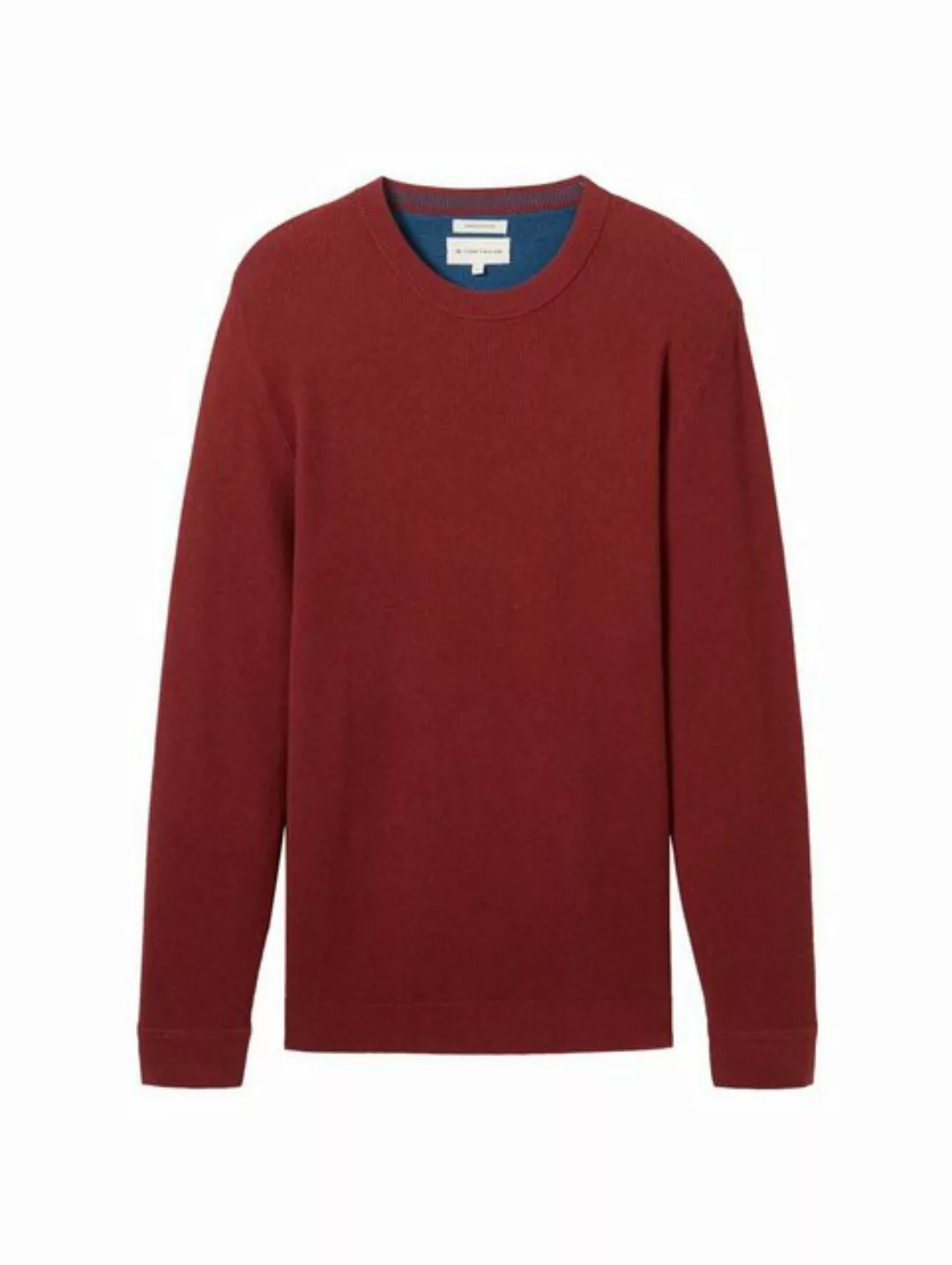 TOM TAILOR Strickpullover structured crewneck knit, burgundy dark red melan günstig online kaufen