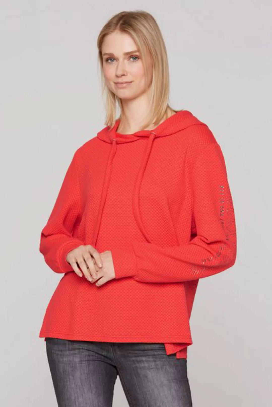 SOCCX Sweatshirt SOCCX Strukturierter Hoodie in Juicy Coral (1-tlg) Rippstr günstig online kaufen