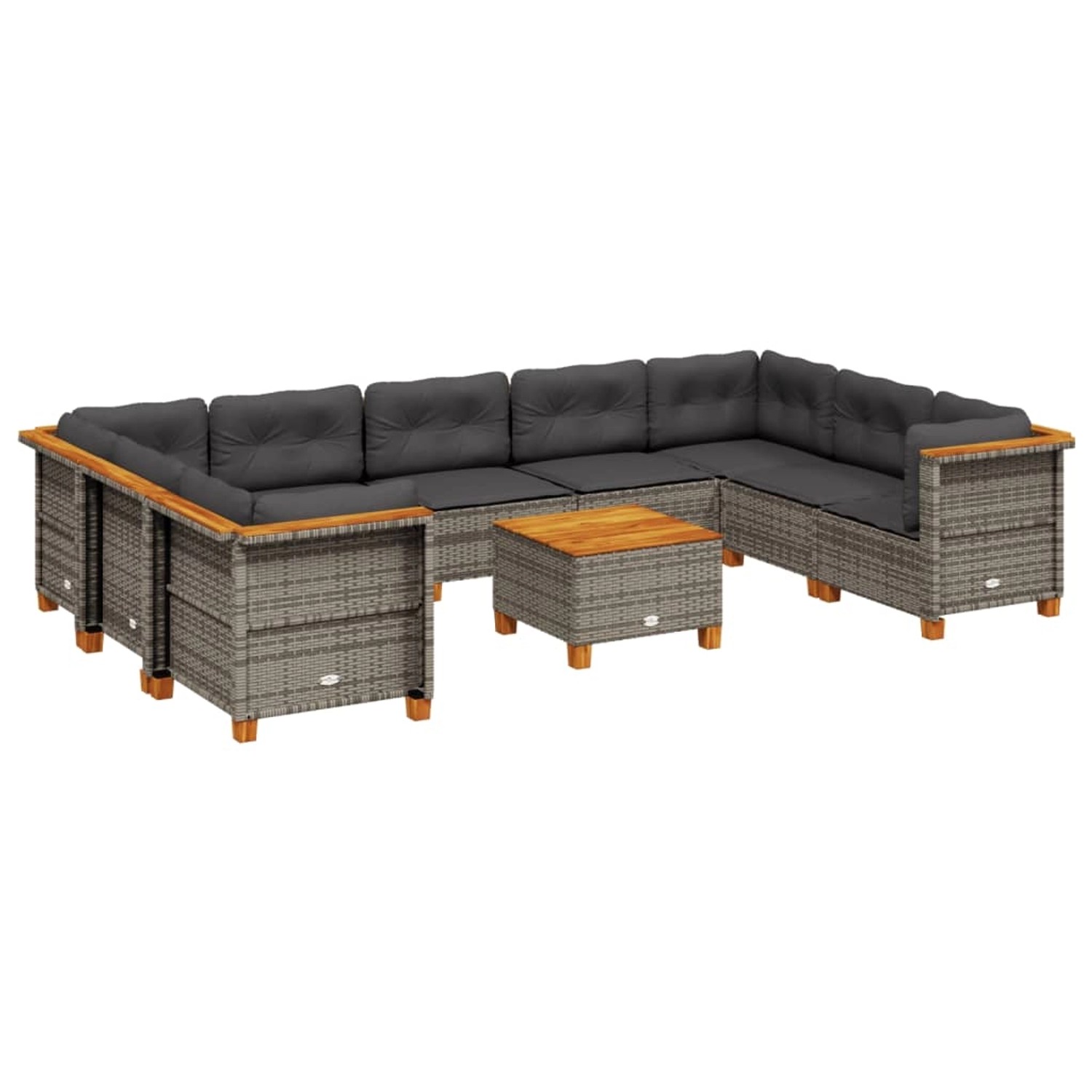 vidaXL 10-Tlg Garten-Sofagarnitur mit Kissen Grau Poly Rattan 3261984 günstig online kaufen