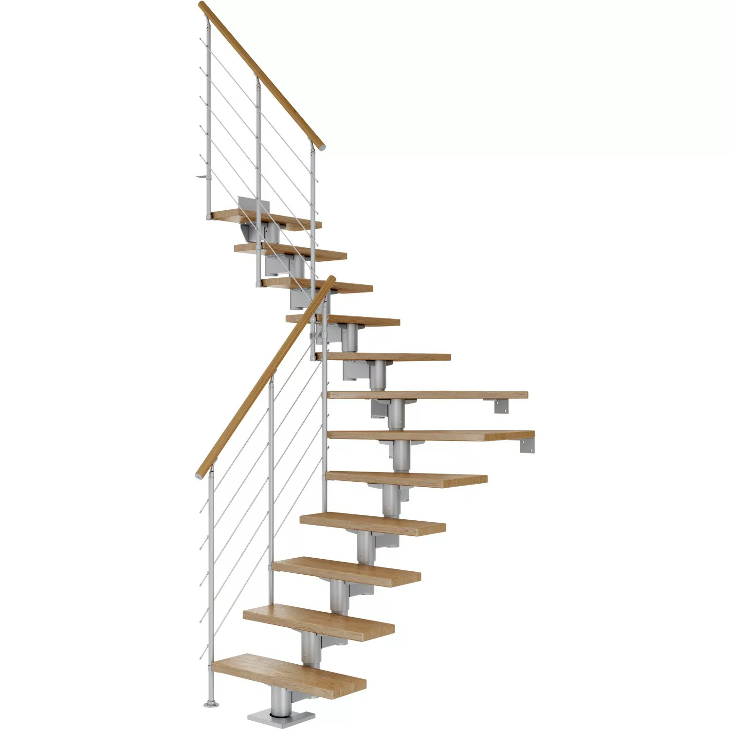 Dolle Mittelholmtreppe Cork Eiche Perlgrau GH b. 337 cm 1/4 Gewendelt 75 cm günstig online kaufen