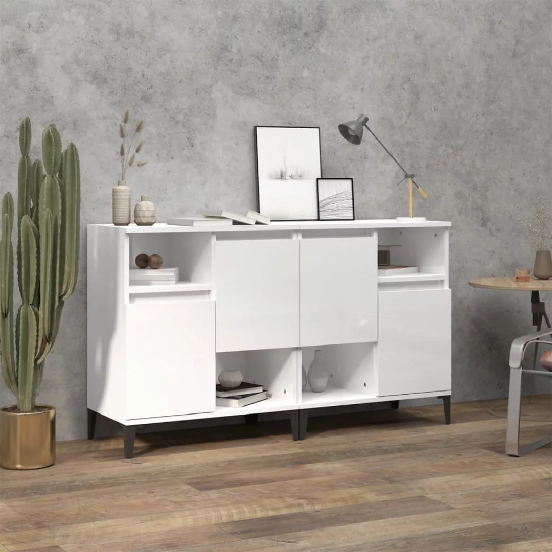 Vidaxl Sideboards 2 Stk. Hochglanz-weiß 60x35x70 Cm Holzwerkstoff günstig online kaufen