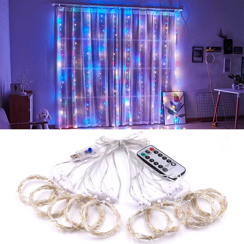 zggzerg LED-Lichterkette LED Lichtervorhang, 3×3M Vorhanglichter günstig online kaufen