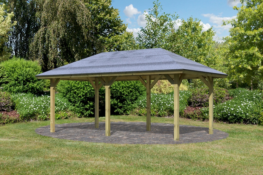 Karibu Pavillon "Bergen 2", (Set), BxTxH: 592x338x290 cm, mit H-Pfostenanke günstig online kaufen