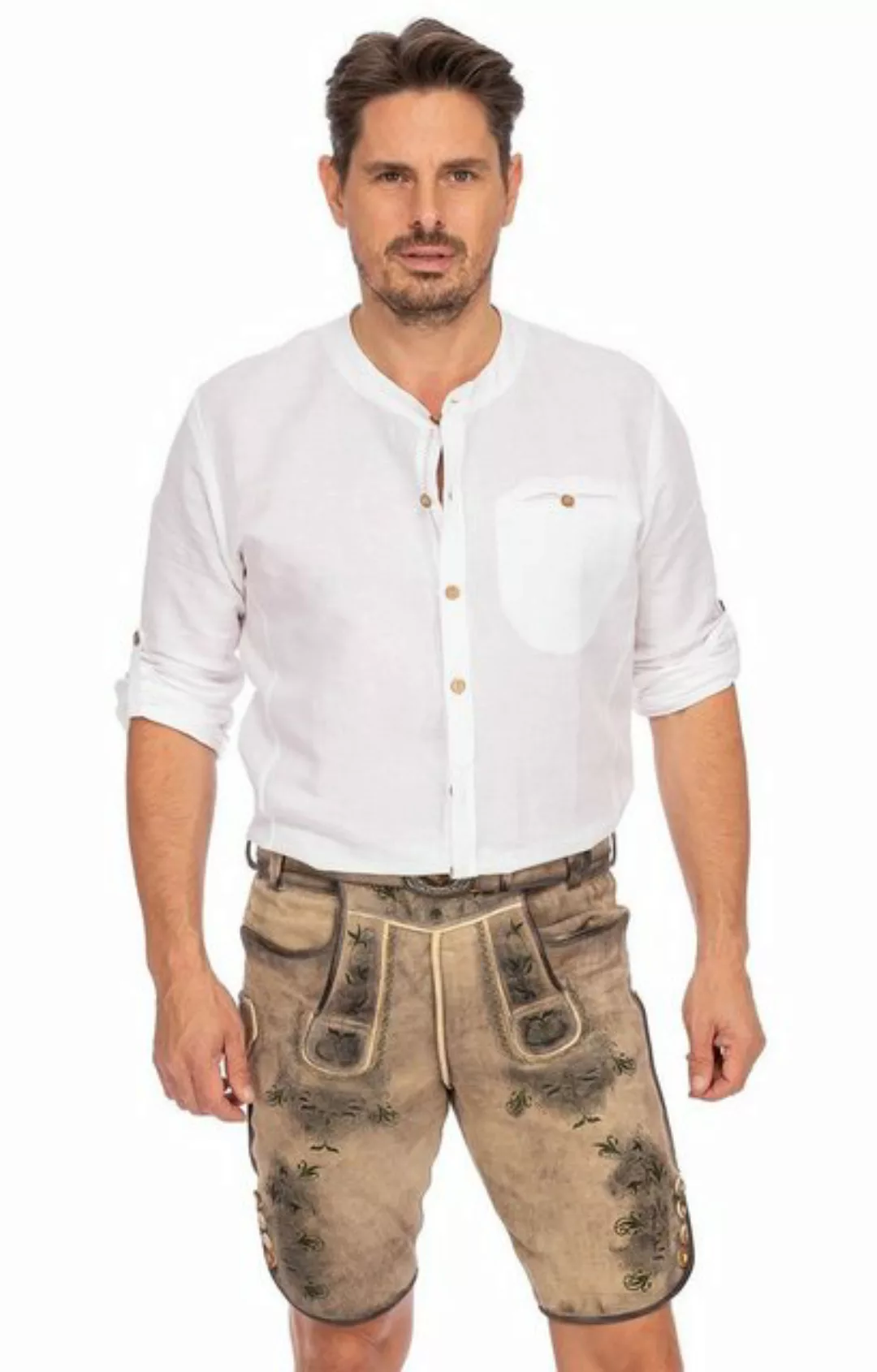 Maddox Lederhose Lederhose kurz mit Gürtel BUCHNER kernig natur günstig online kaufen