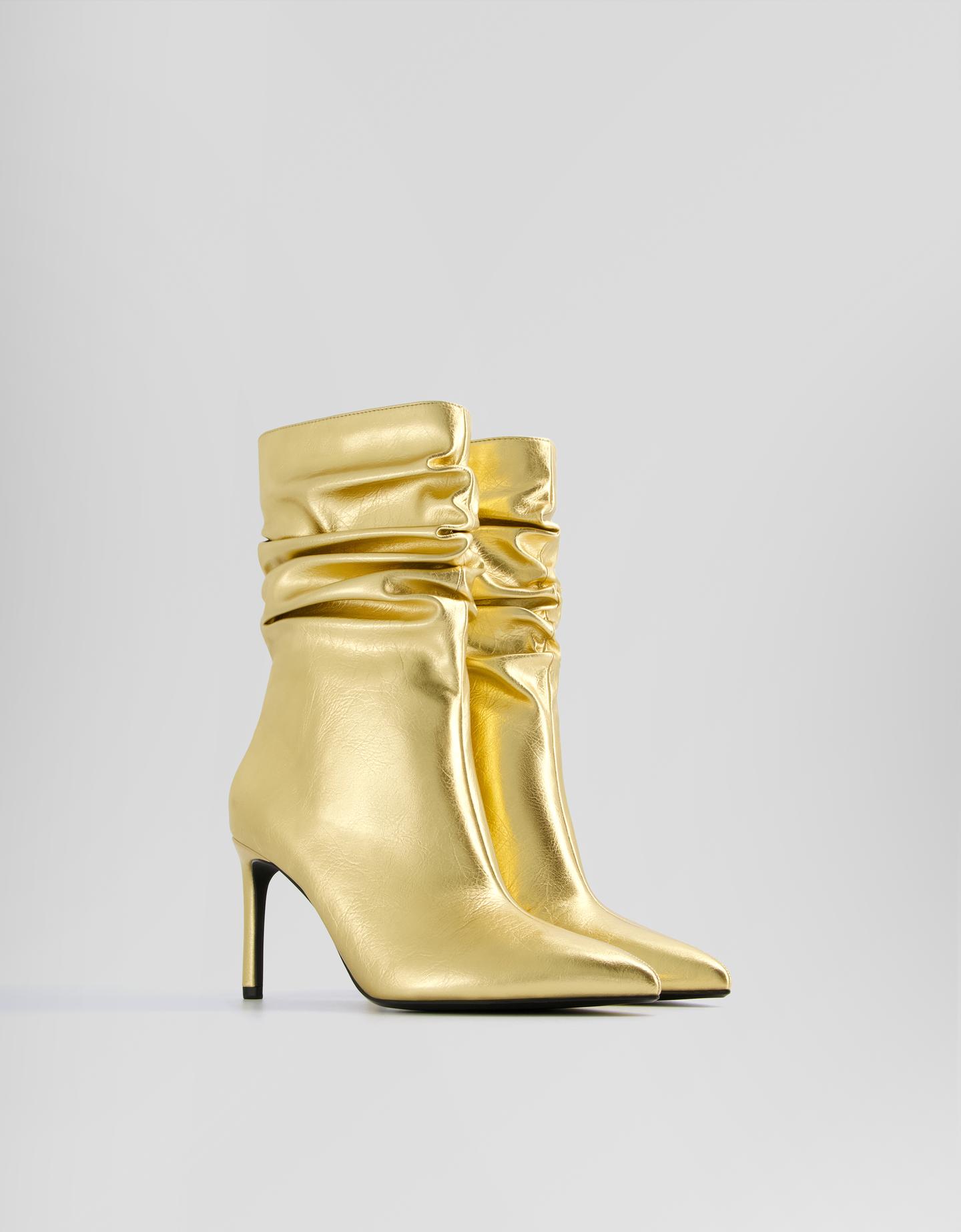 Bershka Metallic-Stiefeletten Im Slouchy-Fit Damen 38 Gold günstig online kaufen