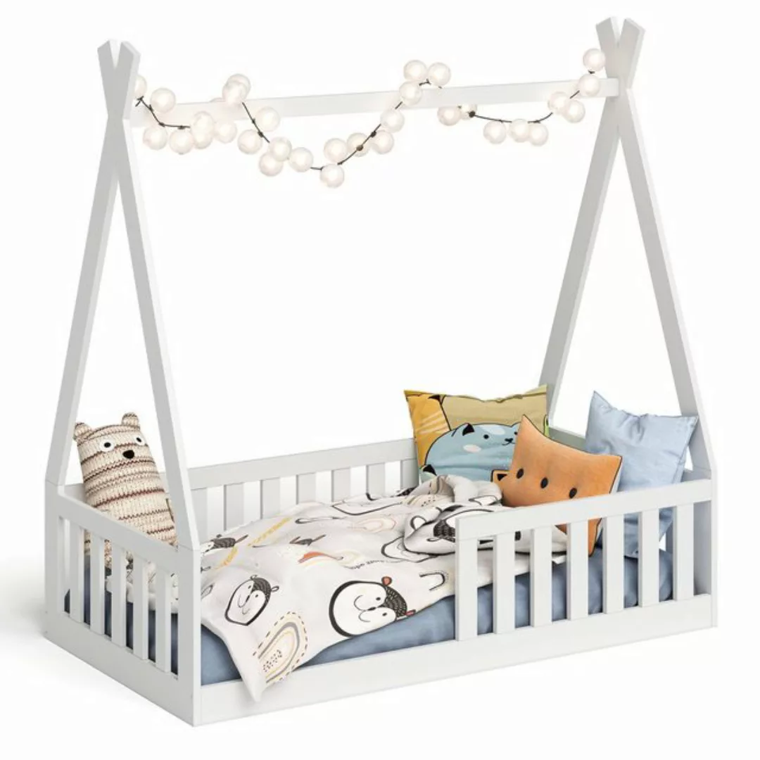 Bellabino Kinderbett Tajo (Tipi-Bodenbett, 70x140 cm, weiß lackiert), inkl. günstig online kaufen