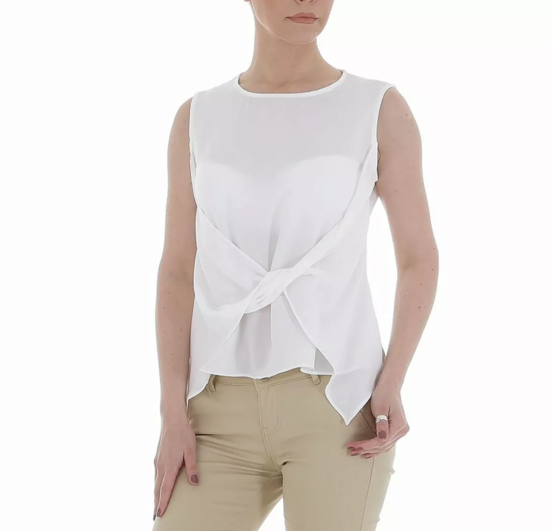 Ital-Design Klassische Bluse Damen Elegant Lagenlook Chiffon Bluse in Weiß günstig online kaufen