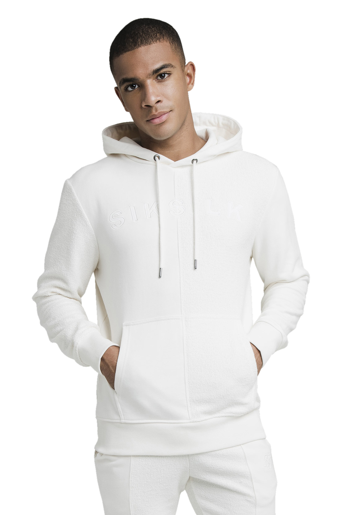 SikSilk Herren Hoodie HALF & HALF OVERHEAD HOODIE SS-18874 Ecru Beige günstig online kaufen