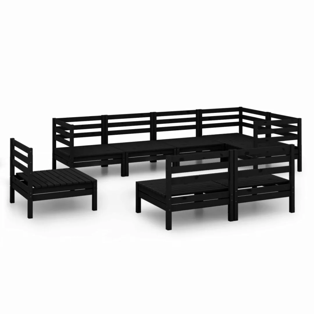 8-tlg. Garten-lounge-set Massivholz Kiefer Schwarz günstig online kaufen