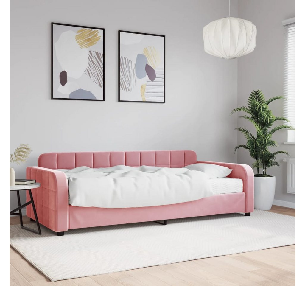 vidaXL Gästebett Gästebett Tagesbett mit Matratze Rosa 90x200 cm Samt Bett günstig online kaufen