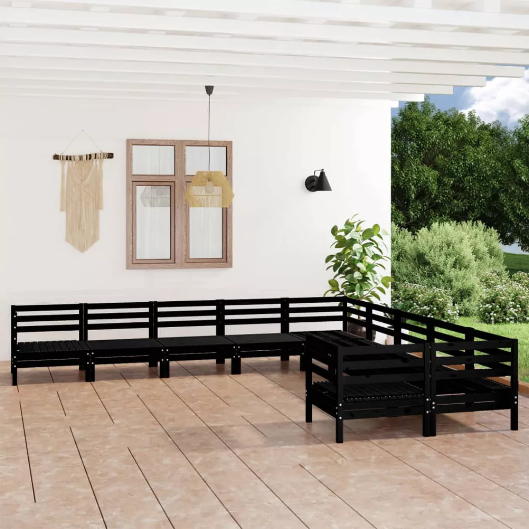 10-tlg. Garten-lounge-set Schwarz Massivholz Kiefer günstig online kaufen