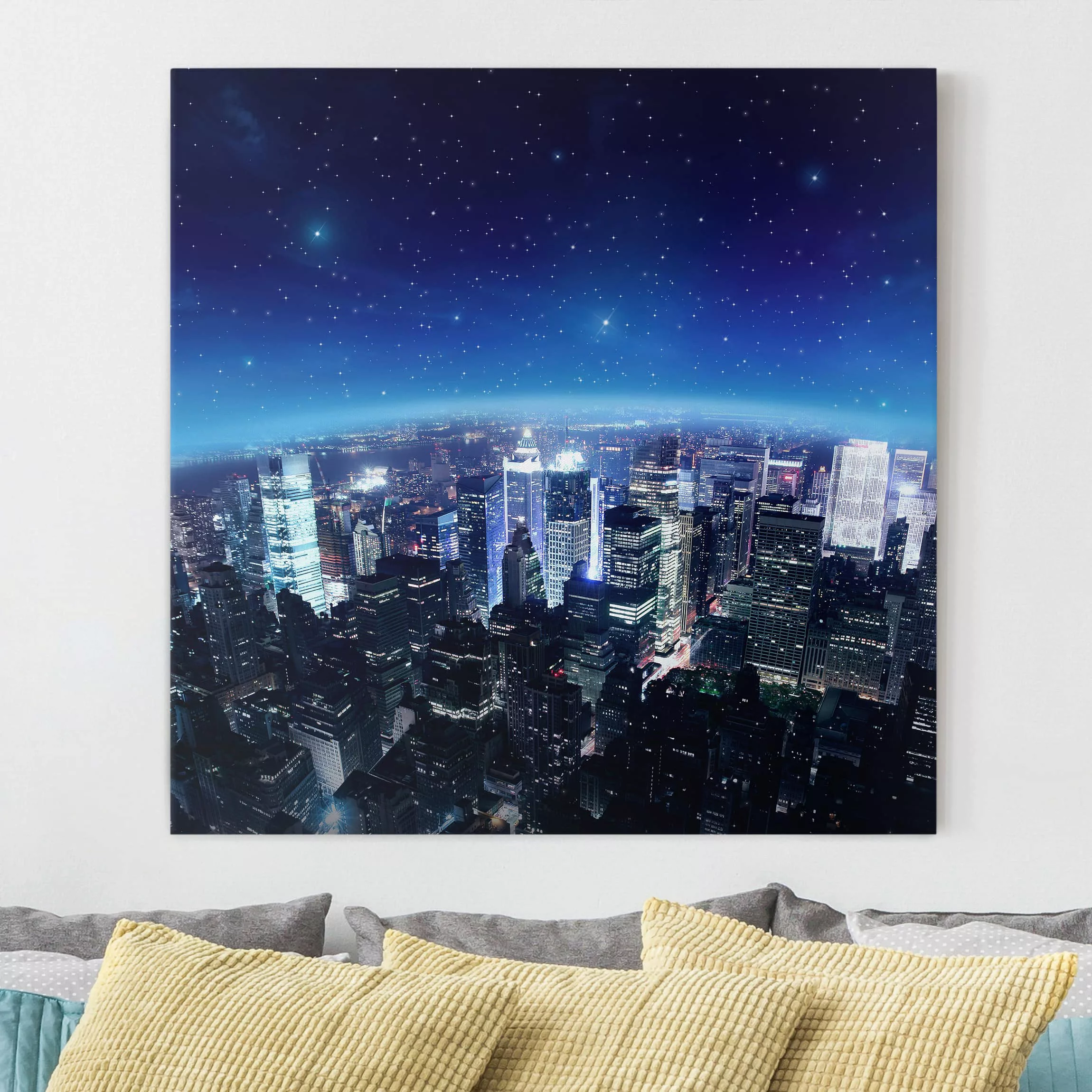 Leinwandbild New York - Quadrat Illuminated New York günstig online kaufen