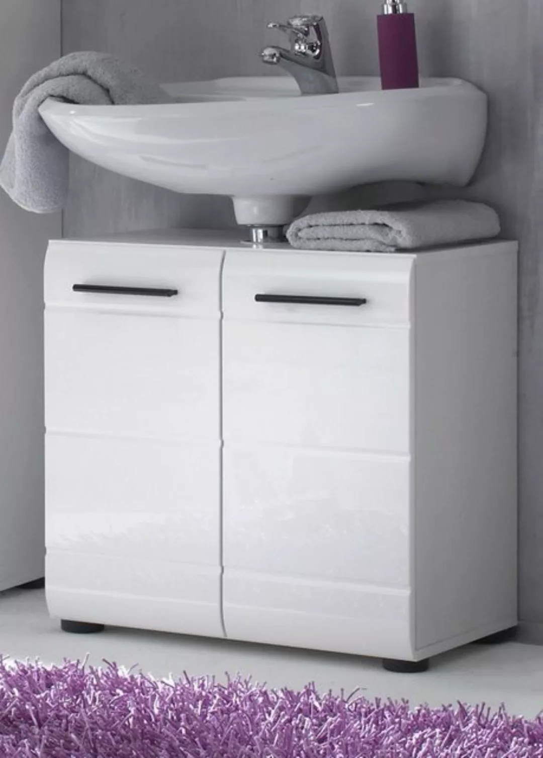 trendteam Waschbeckenunterschrank Gloss (Badschrank in weiß, 2-türig 60 cm) günstig online kaufen