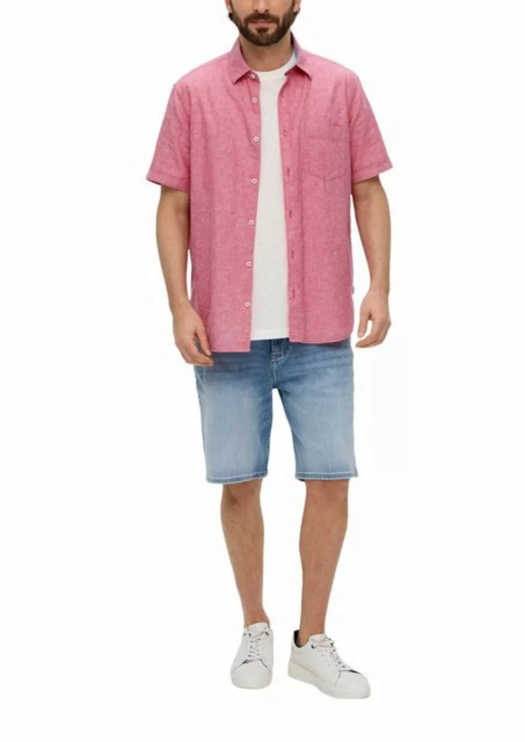s.Oliver Kurzarmhemd Regular: Kurzarmhemd aus Leinen-Baumwoll-Mix günstig online kaufen