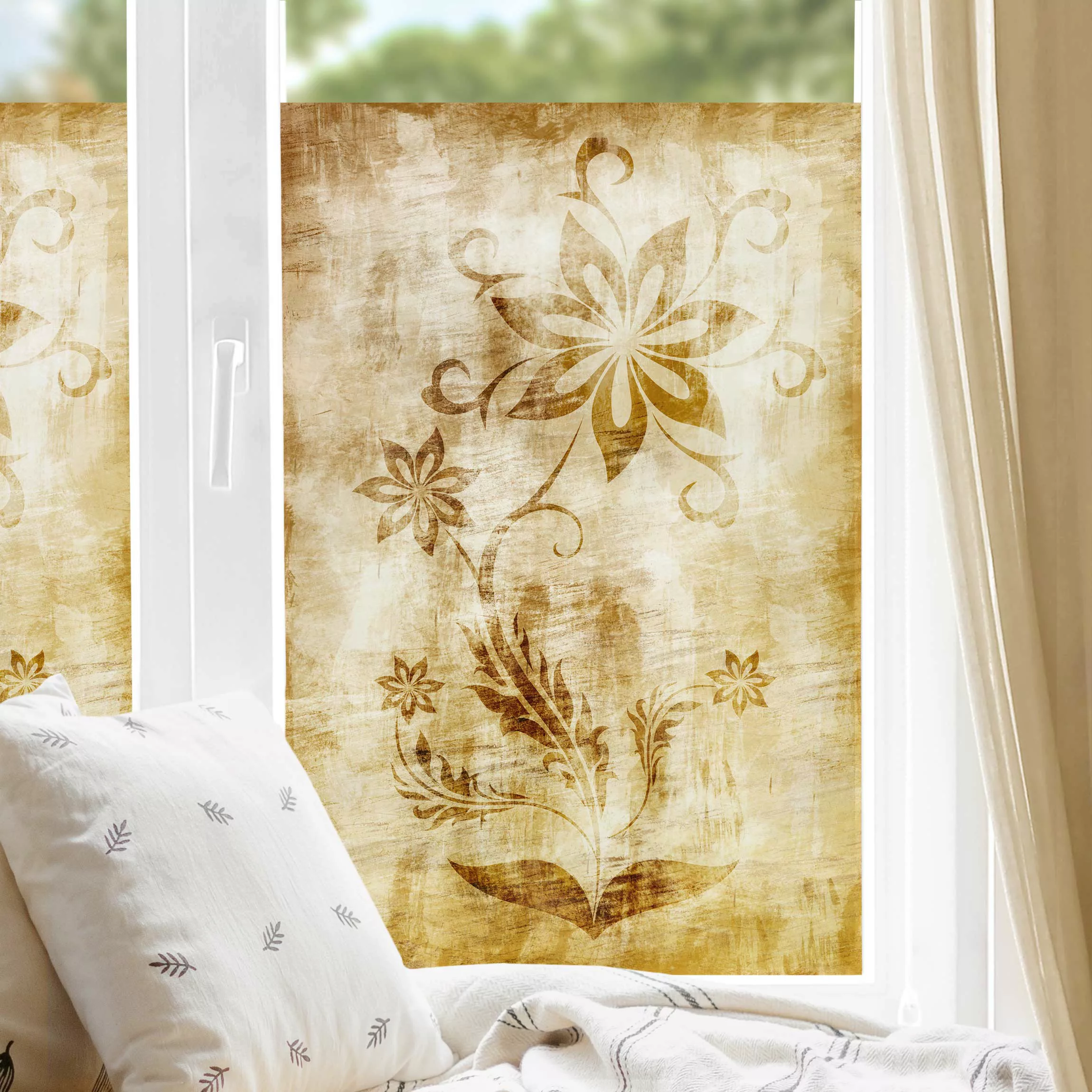 Fensterfolie Wooden Flower günstig online kaufen