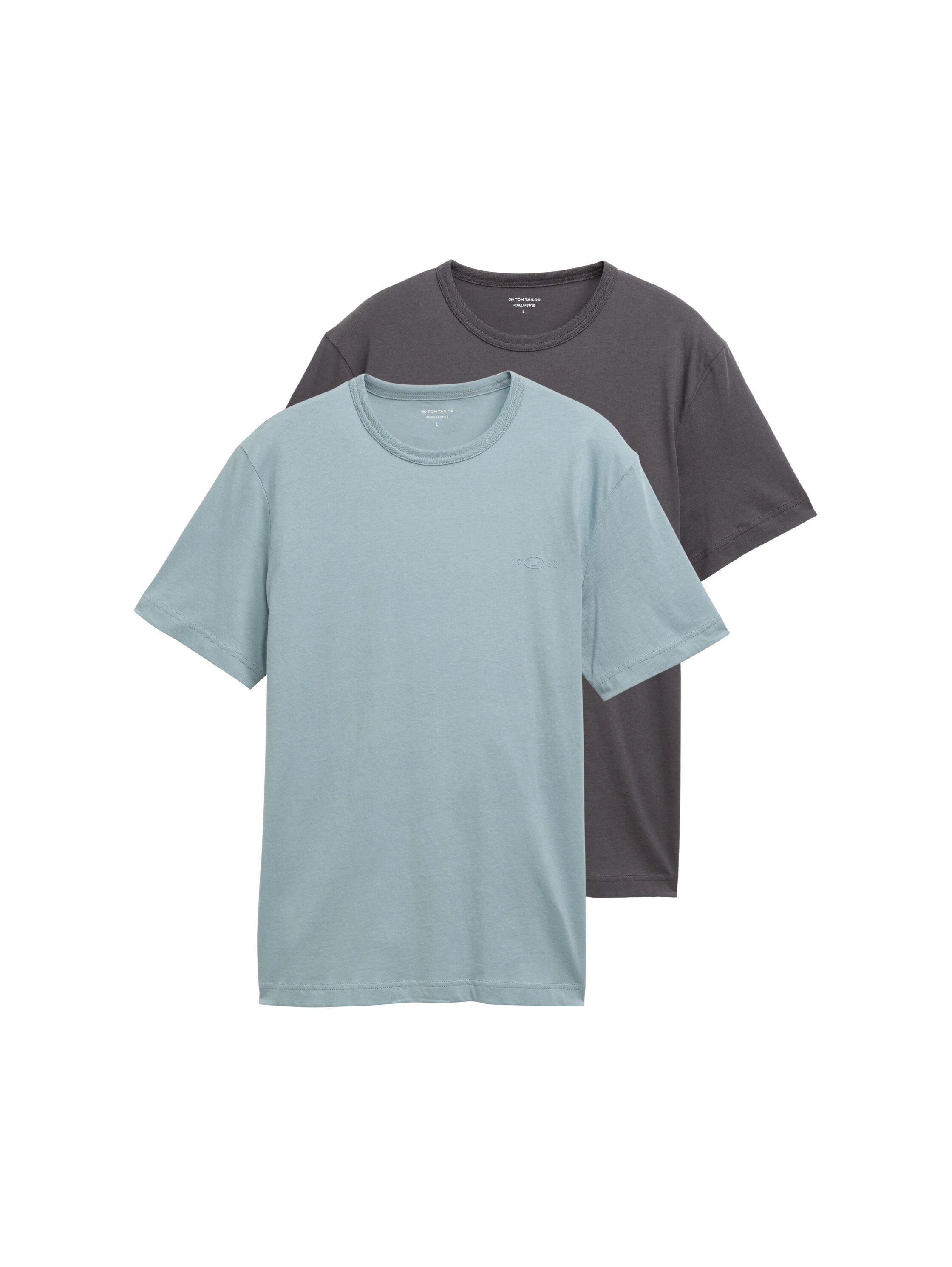 TOM TAILOR T-Shirt, (Packung, 2 tlg.), mit Ton-in-Ton Logo günstig online kaufen