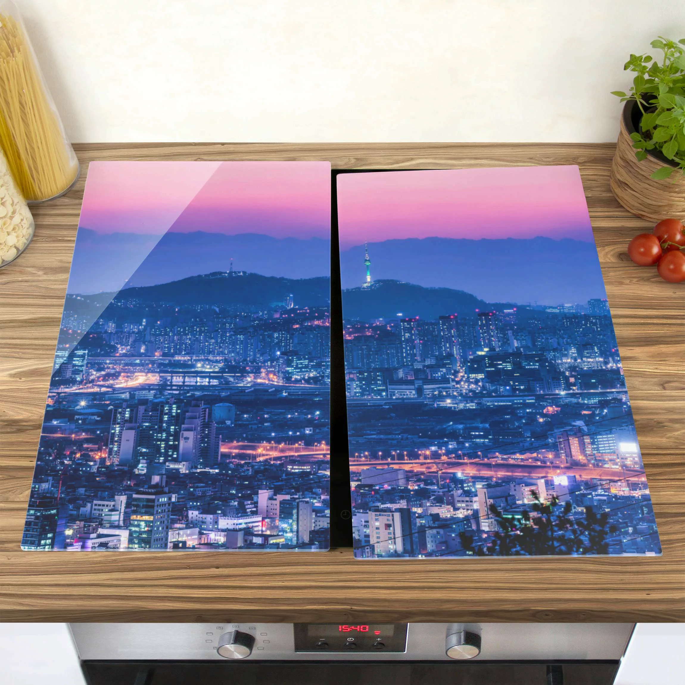 Herdabdeckplatte Skyline von Seoul günstig online kaufen