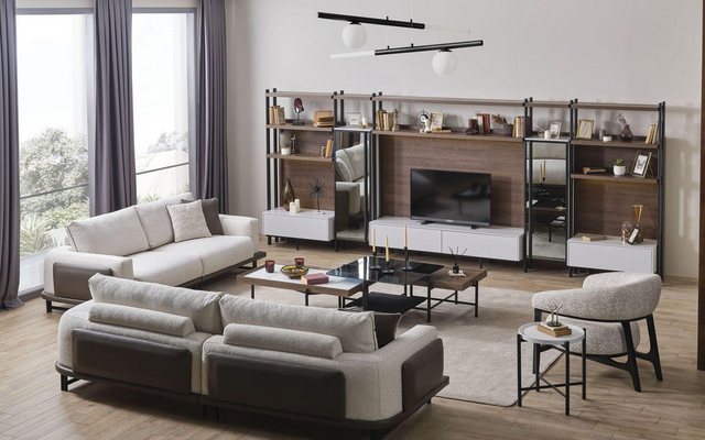 Xlmoebel Sofa Wohnzimmer-Set mit Luxus-Designer-Sofa und 3 Sesseln sowie 3, günstig online kaufen