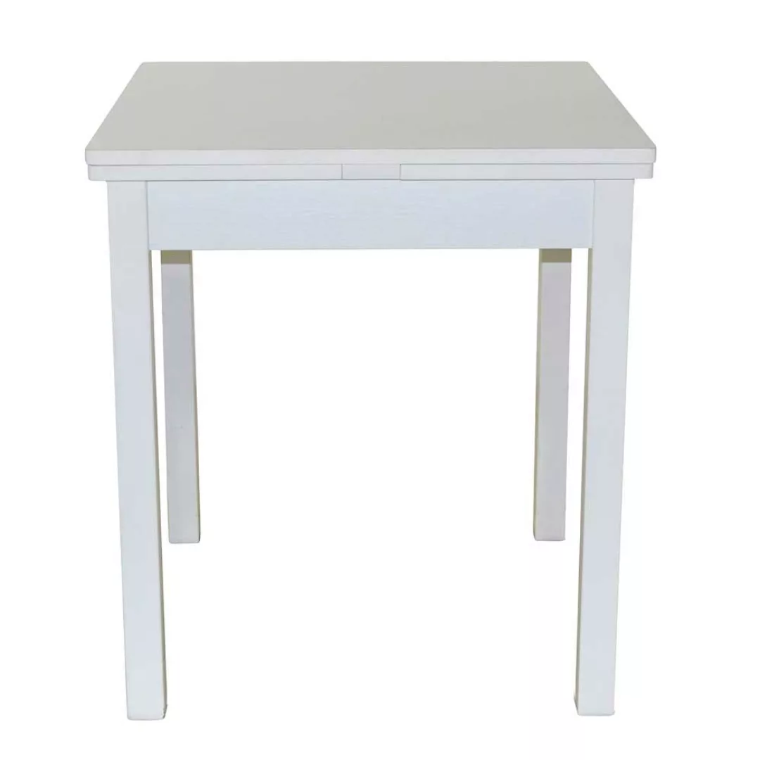 Ausziehbarer Esstisch mit Stühlen Weiß und Braun (fünfteilig) günstig online kaufen