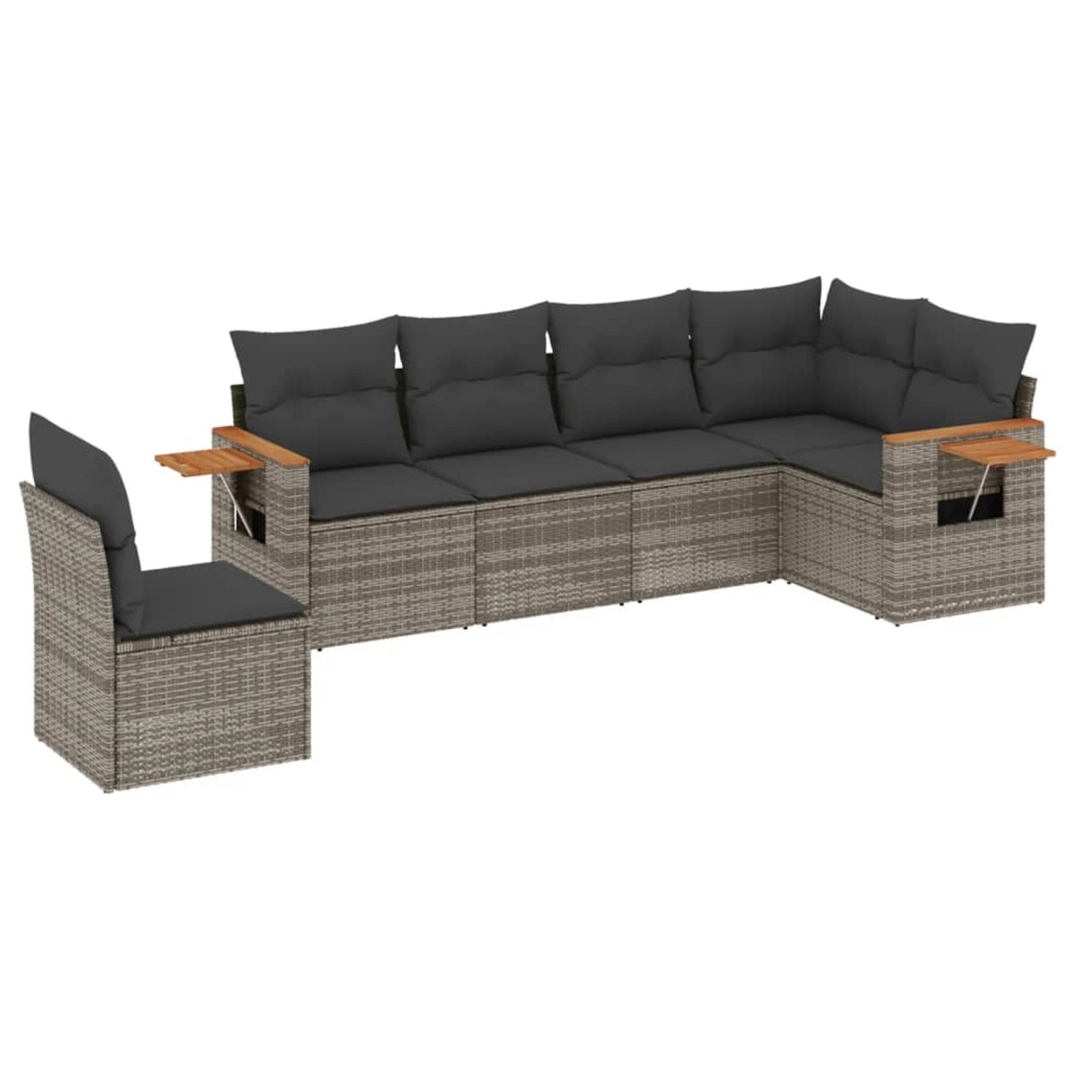 vidaXL 6-Tlg Garten-Sofagarnitur mit Kissen Grau Poly Rattan 3259260 günstig online kaufen