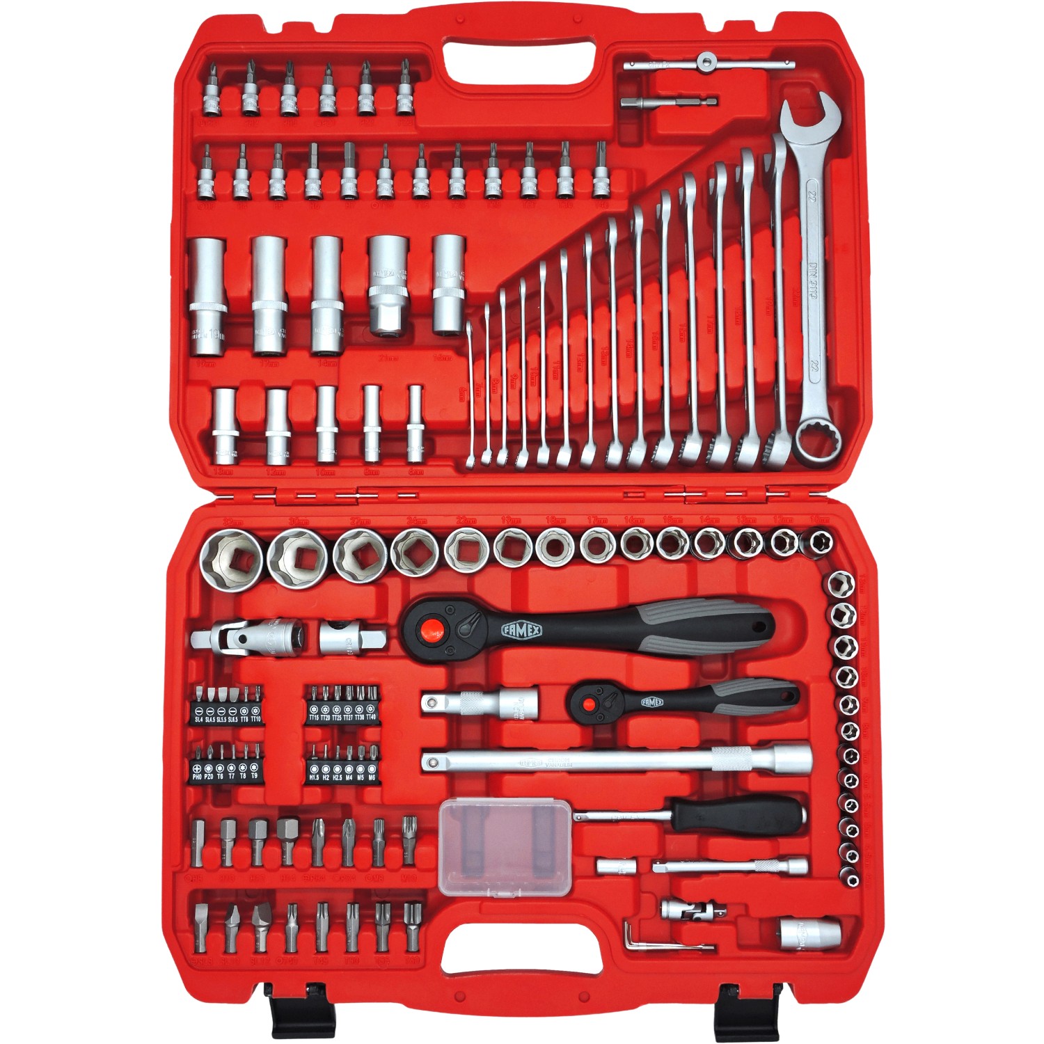 Famex Werkzeug-Set 568-44 Mechaniker 120-teilig mit Steckschlüsselsatz Gefü günstig online kaufen