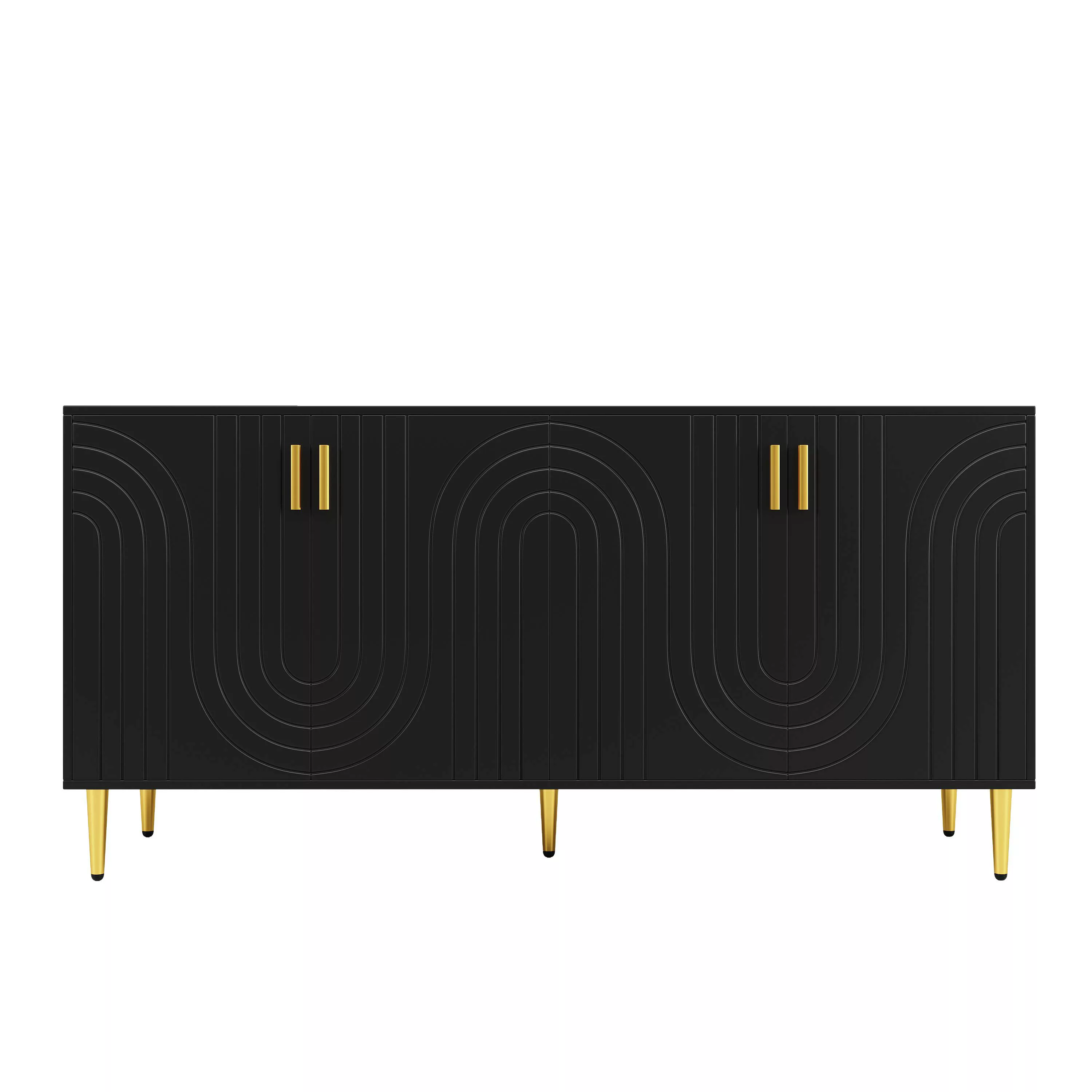 Küchenschrank, Sideboard mit einzigartigem Wellendesign, vielseitiger Staur günstig online kaufen