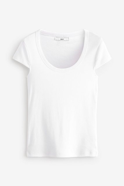 Next T-Shirt Slim Fit geripptes T-Shirt mit U-Ausschnitt (1-tlg) günstig online kaufen