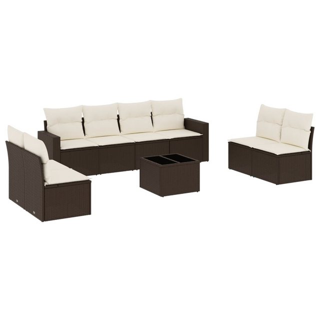 vidaXL Sofaelement 9-tlg. Garten-Sofagarnitur mit Kissen Braun Poly Rattan günstig online kaufen