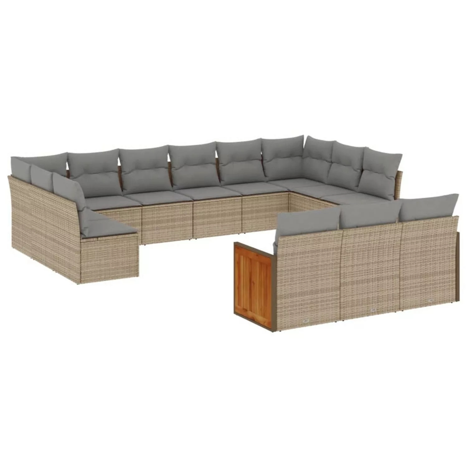 vidaXL 13-tlg Garten-Sofagarnitur mit Kissen Beige Poly Rattan Modell 72 günstig online kaufen