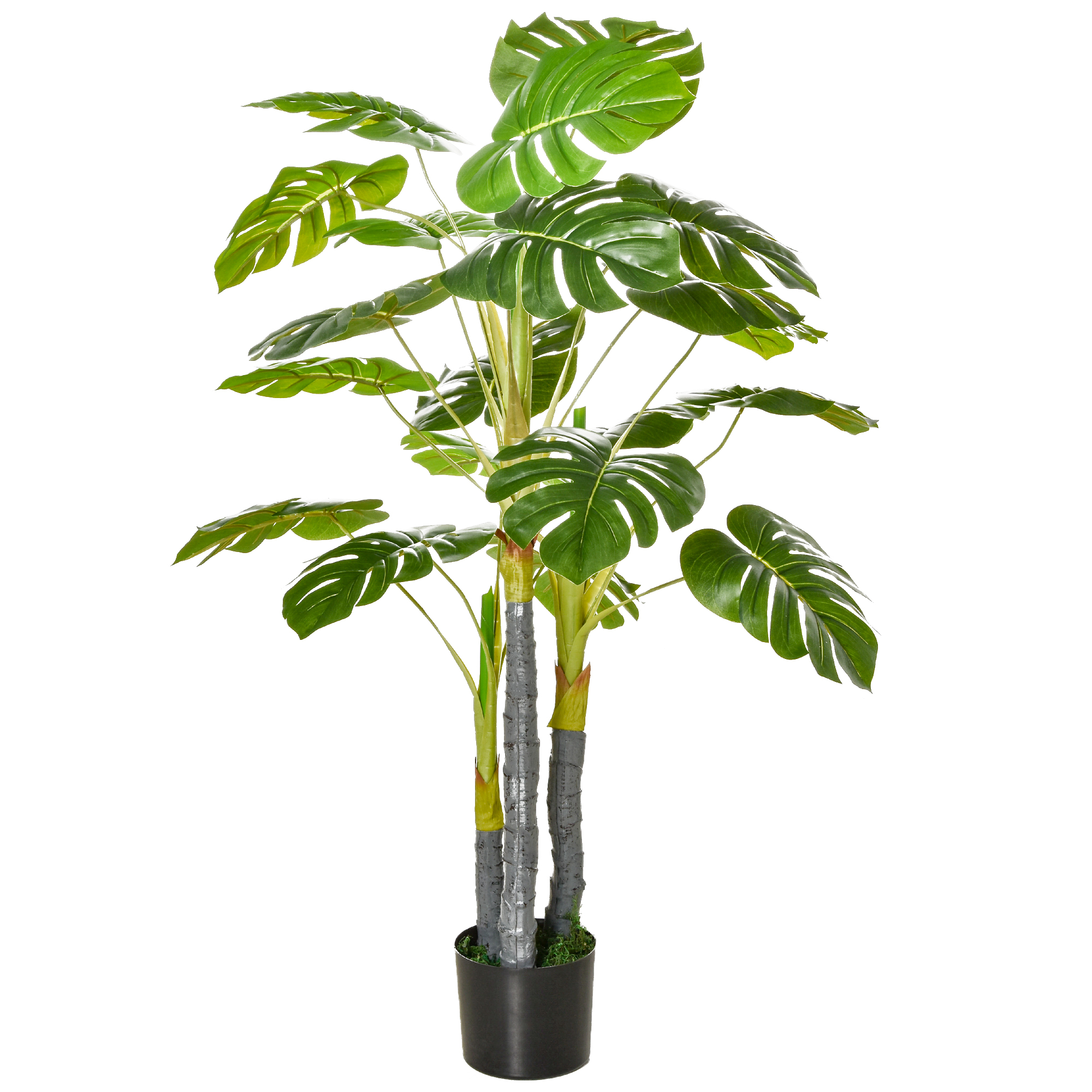 HOMCOM Künstlicher Baum Kunstpflanze Monstera H.1,2 m Stamm Äste Moosflecke günstig online kaufen