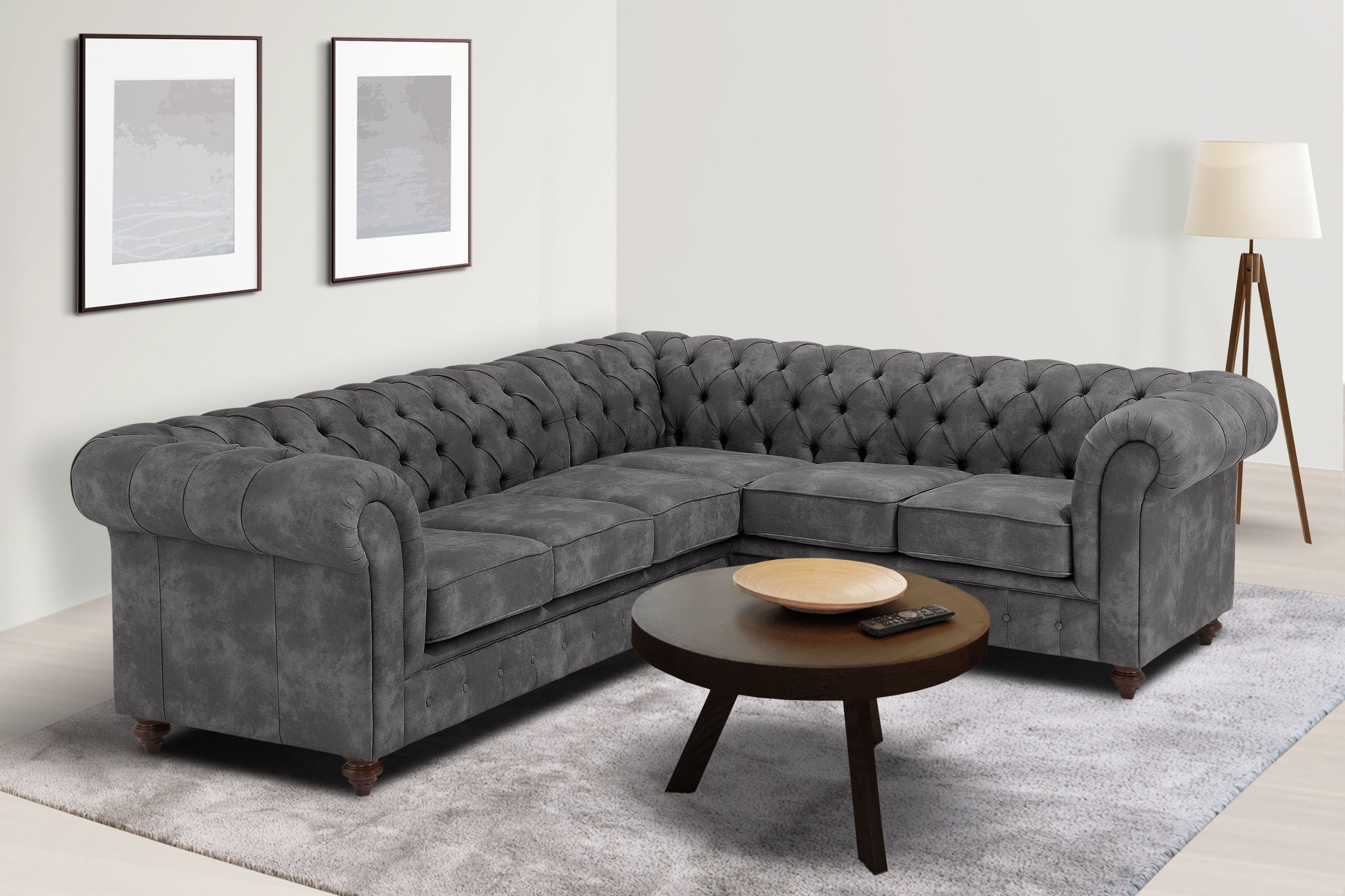 Home affaire Chesterfield-Sofa "Chesterfield Ecksofa, auch in Leder L-Form" günstig online kaufen
