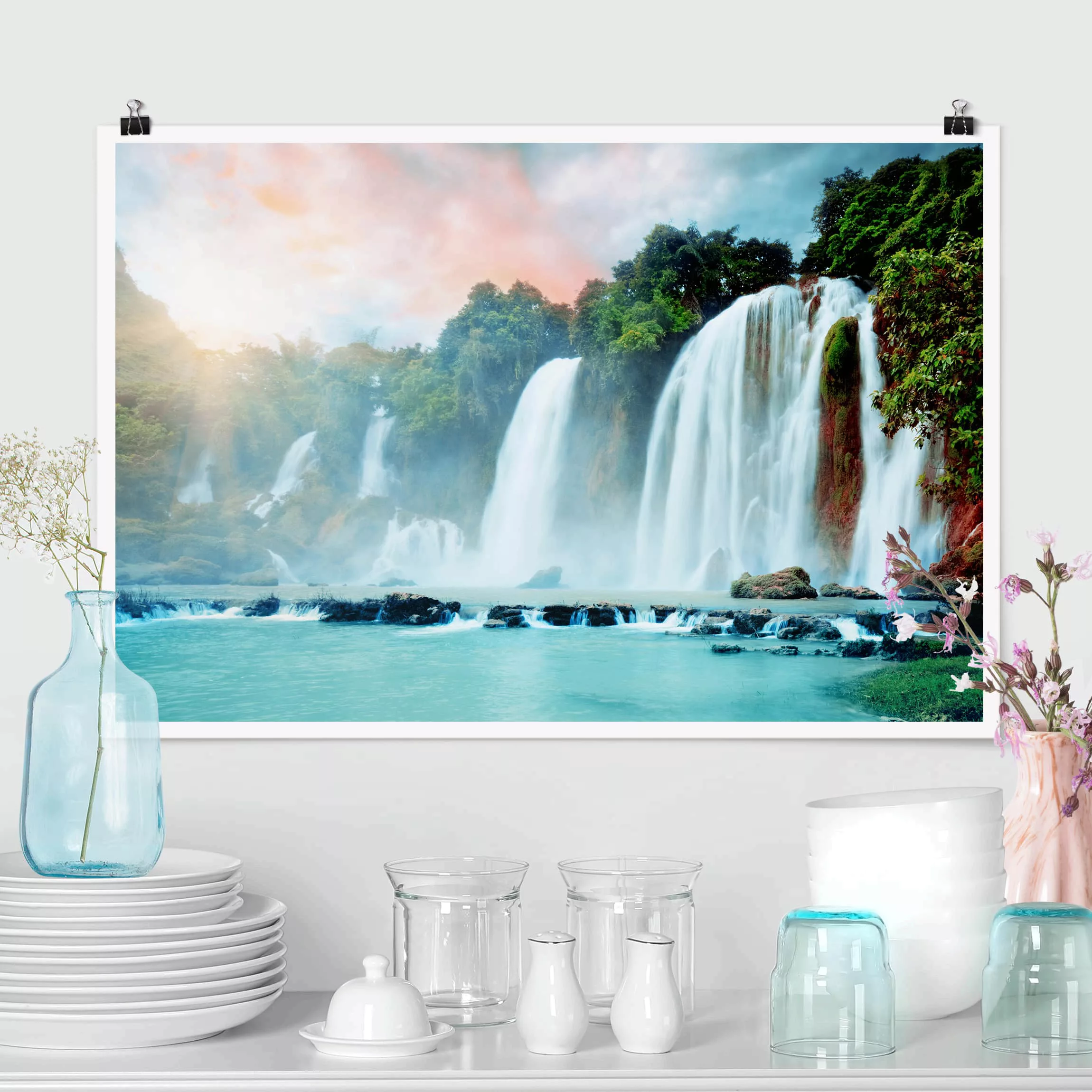 Poster Natur & Landschaft - Querformat Wasserfallpanorama günstig online kaufen
