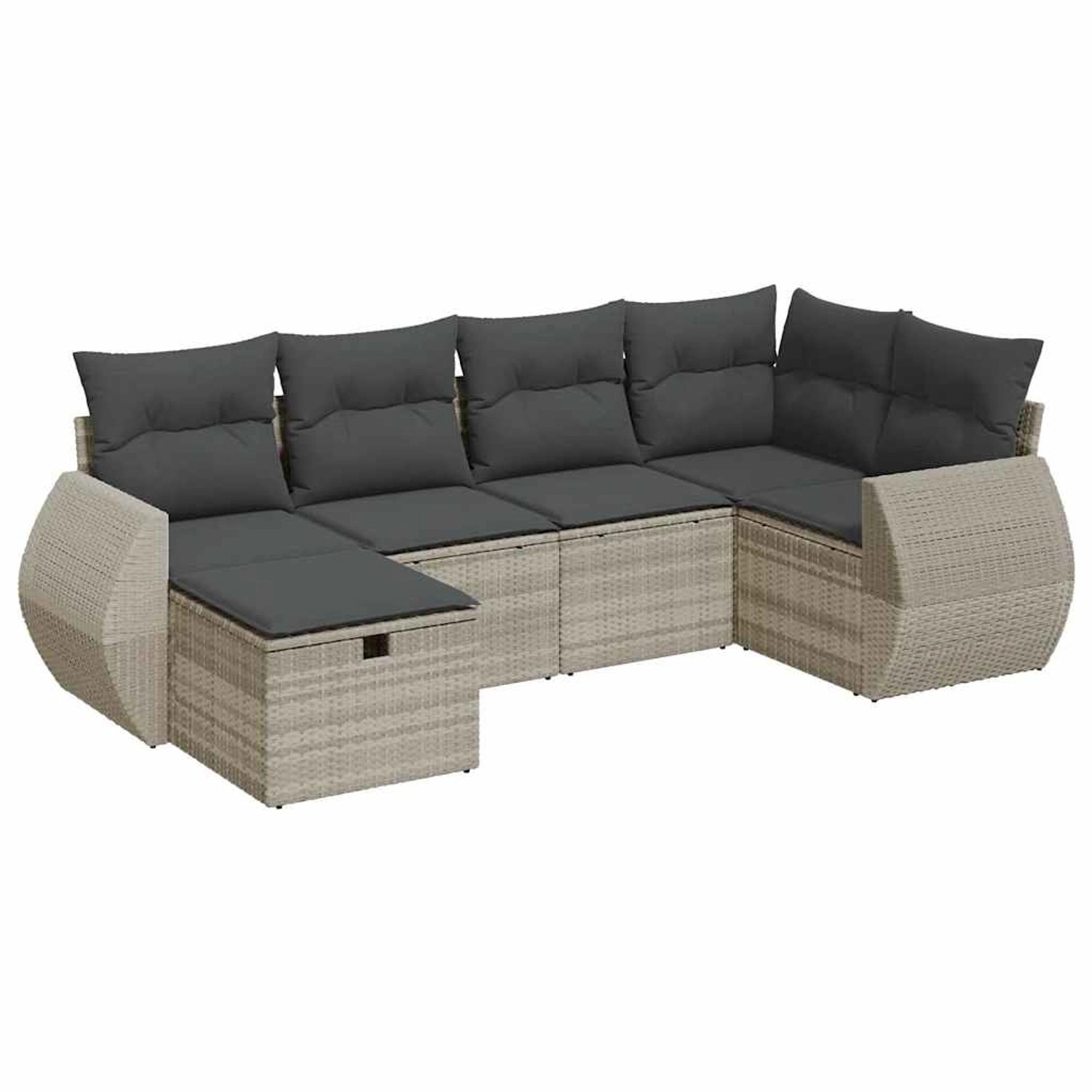 vidaXL 6-Tlg Garten-Sofagarnitur mit Kissen Hellgrau Poly Rattan 3325588 günstig online kaufen