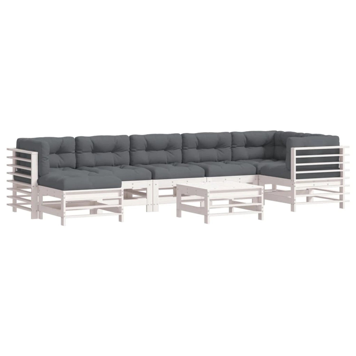 vidaXL 8-tlg Garten-Lounge-Set mit Kissen Weiß Kiefernholz Modell 9 günstig online kaufen