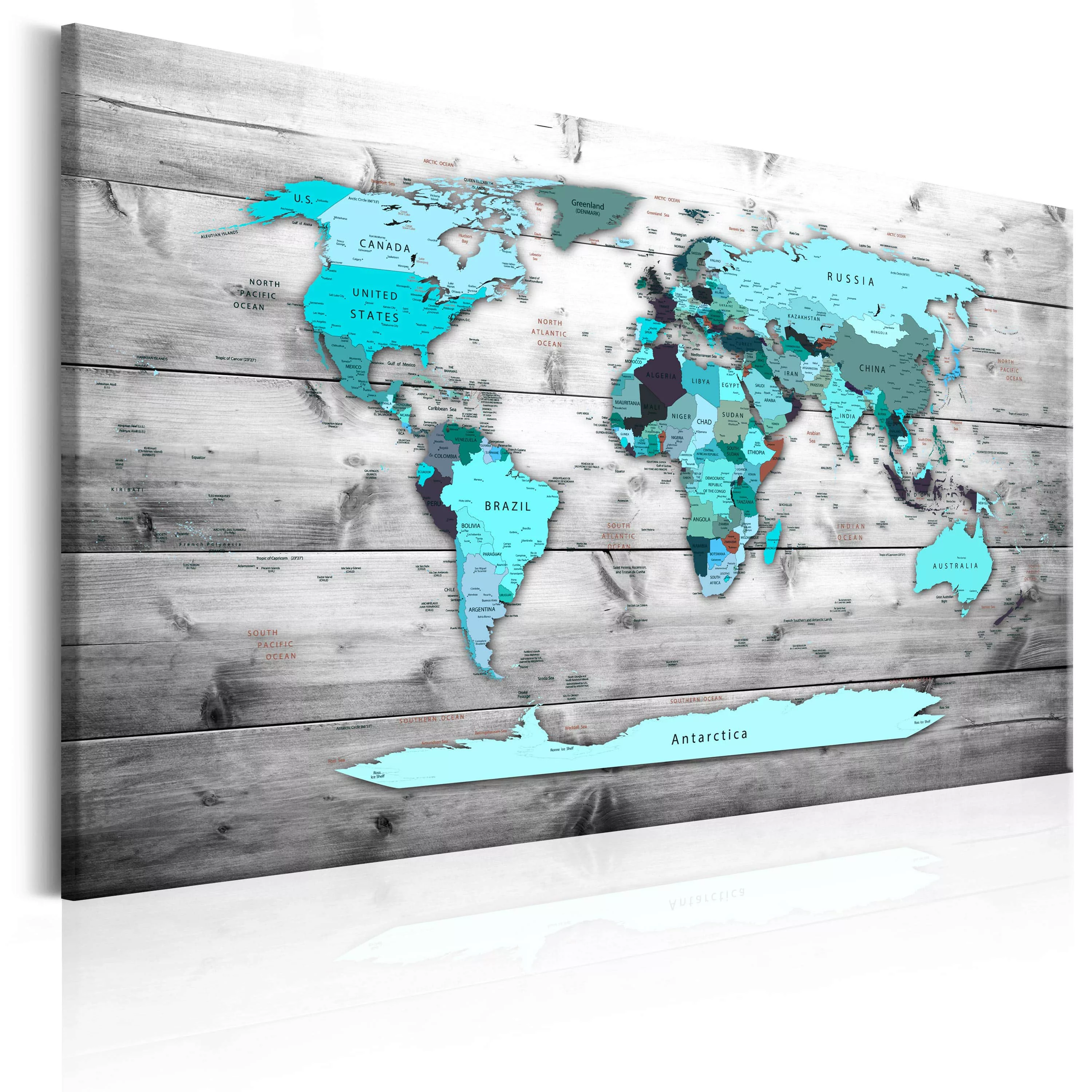 Wandbild - World Map: Blue World günstig online kaufen