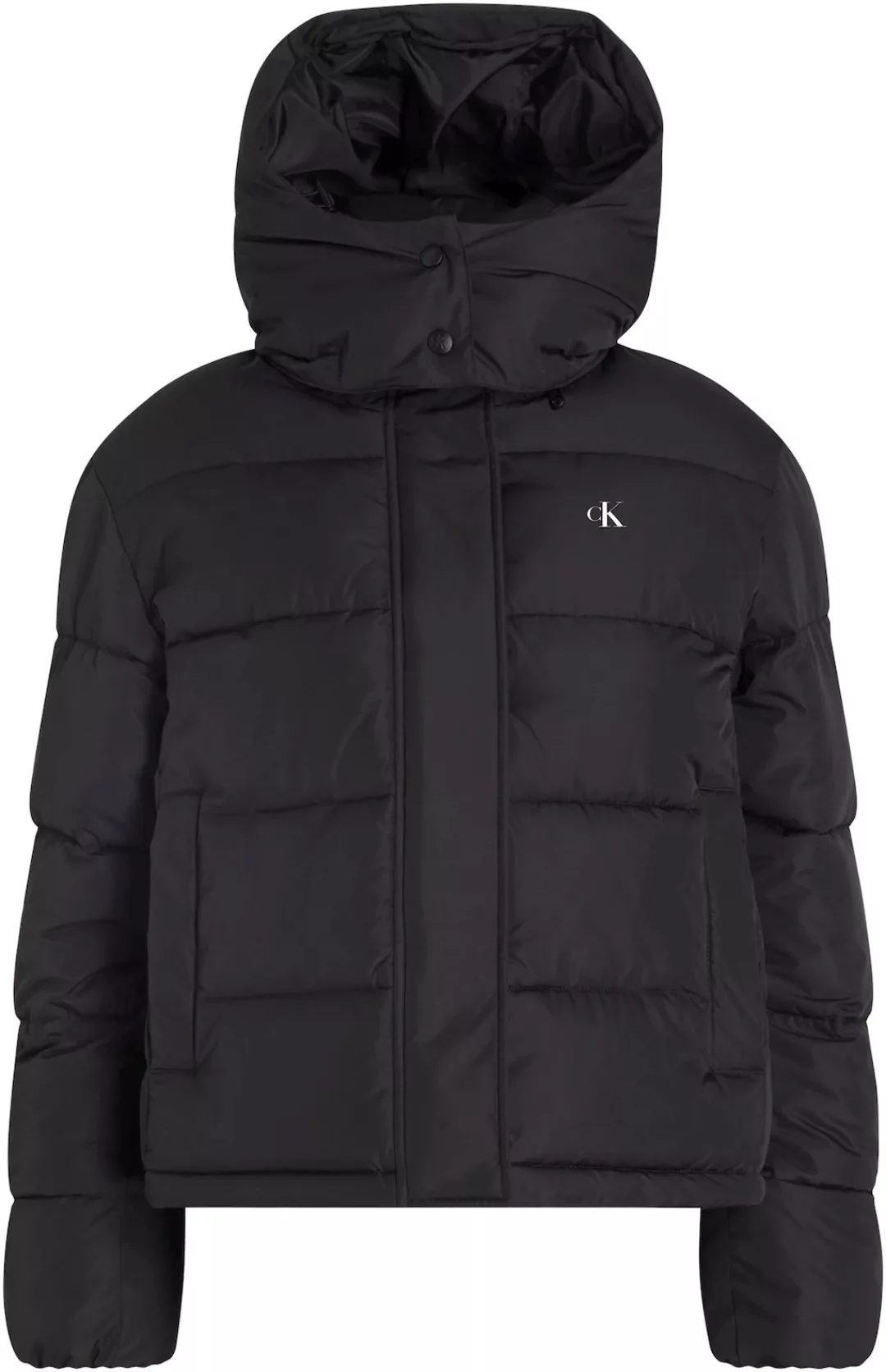 Calvin Klein Jeans Steppjacke "MATTE MONOLOGO ND SHORT PUFFER", mit Kapuze, günstig online kaufen