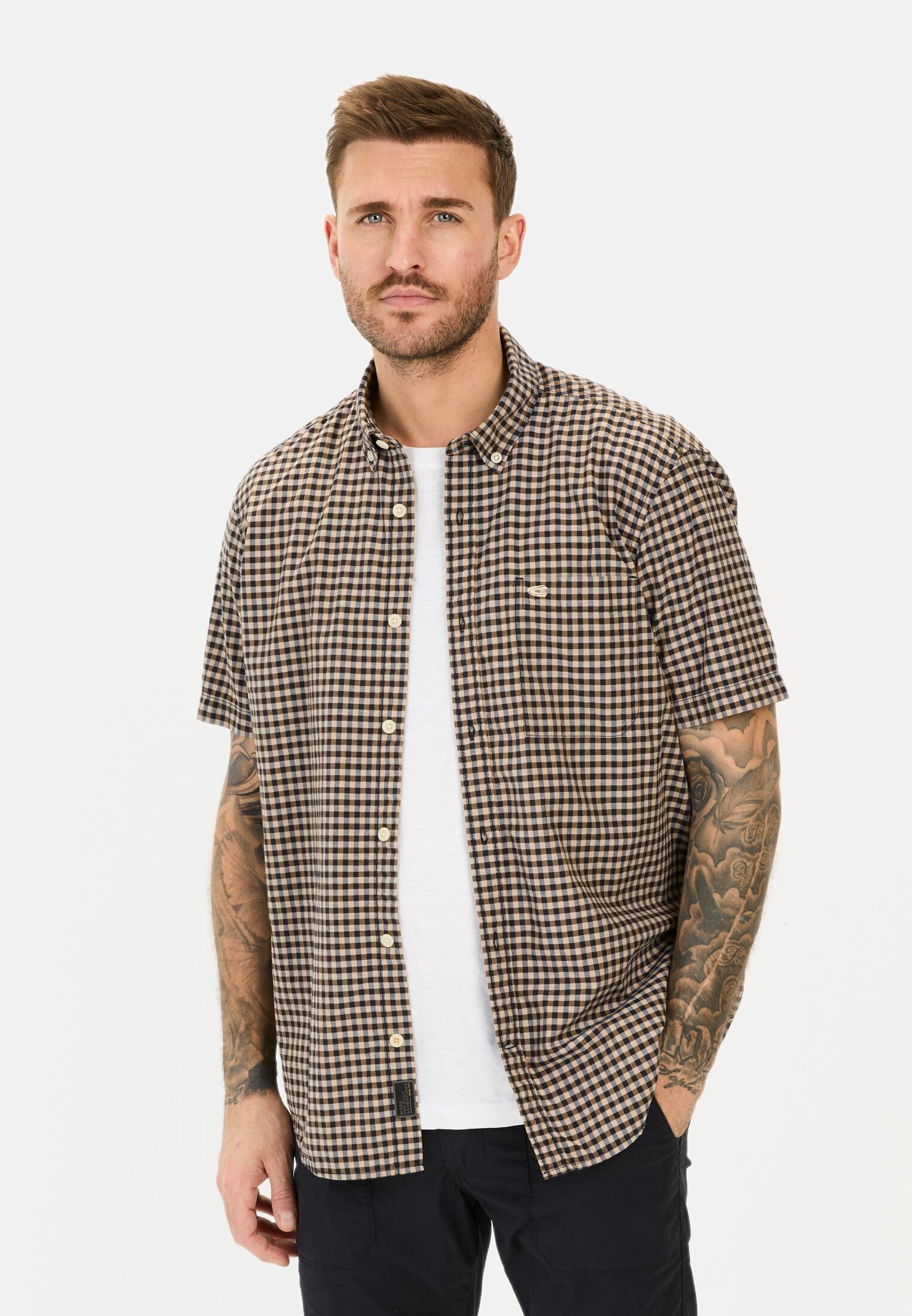 camel active Kurzarmhemd, mit Button-Down-Kragen und Brusttasche günstig online kaufen