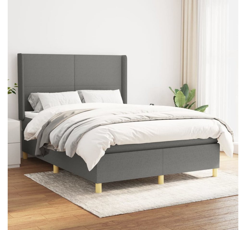 vidaXL Boxspringbett Boxspringbett mit Matratze Dunkelgrau 140x200 cm Stoff günstig online kaufen