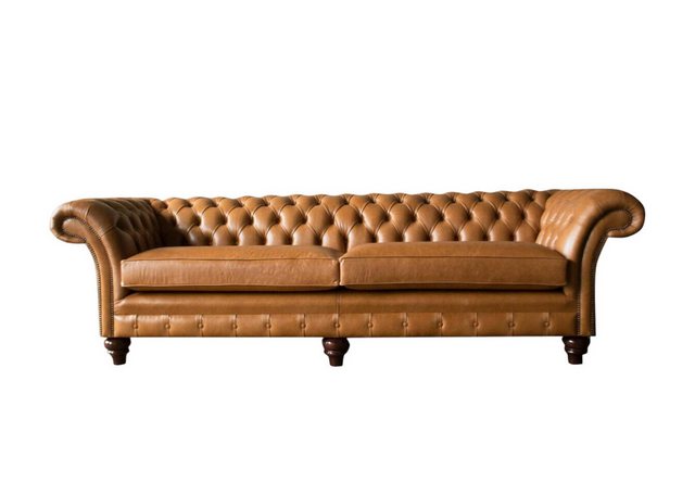 Xlmoebel Sofa Braunes XXL Chesterfield-Sofa aus Leder für das Wohnzimmer 4- günstig online kaufen