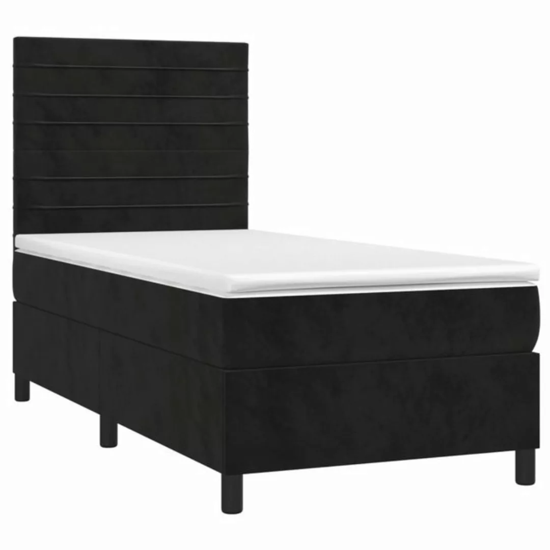 vidaXL Bett Boxspringbett mit Matratze & LED Schwarz 90x200 cm Samt günstig online kaufen