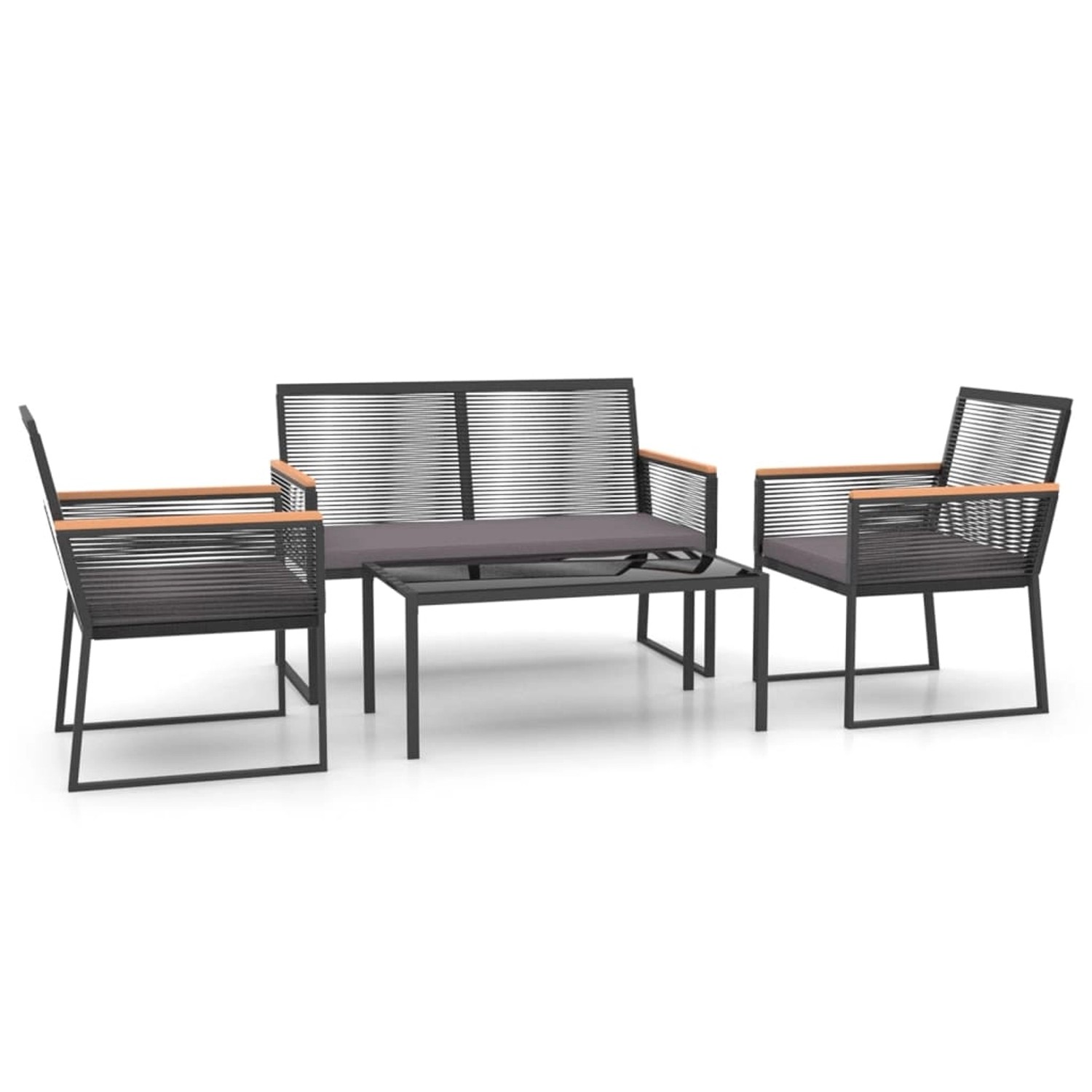 vidaXL 4-tlg Garten-Lounge-Set mit Kissen Schwarz Stahl günstig online kaufen