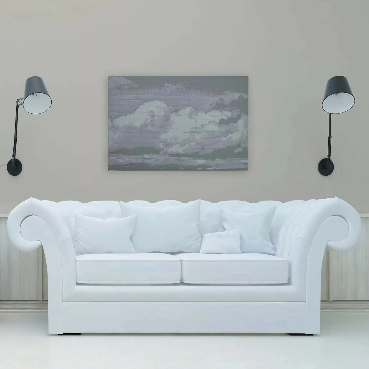 Bricoflor Leinwandbild Mit Wolken Hellgrau Modernes Wandbild Mit Himmel Für günstig online kaufen
