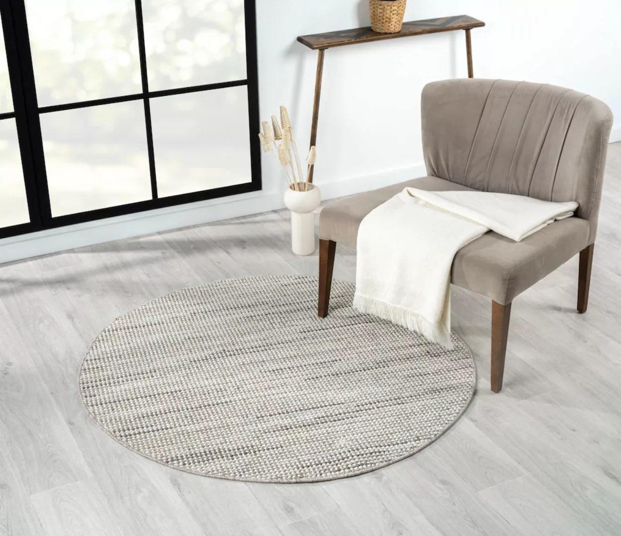 Myflair Möbel & Accessoires Teppich »Ava«, rund, 7 mm Höhe, Uni Farben, mel günstig online kaufen