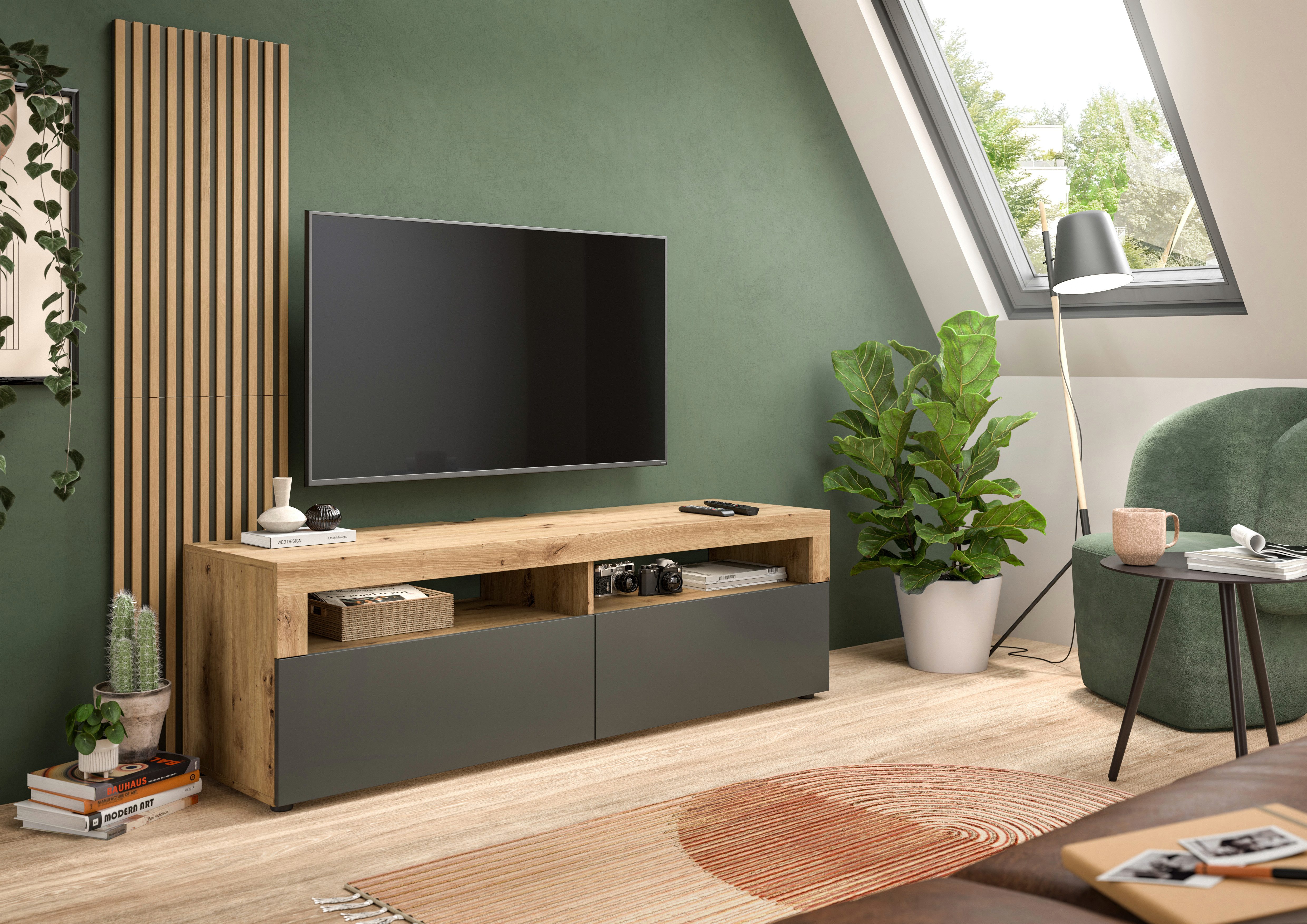 INOSIGN Lowboard "Telli, Breite 160 cm, mit 2 Paneelen, 2 Klappen & 2 offen günstig online kaufen