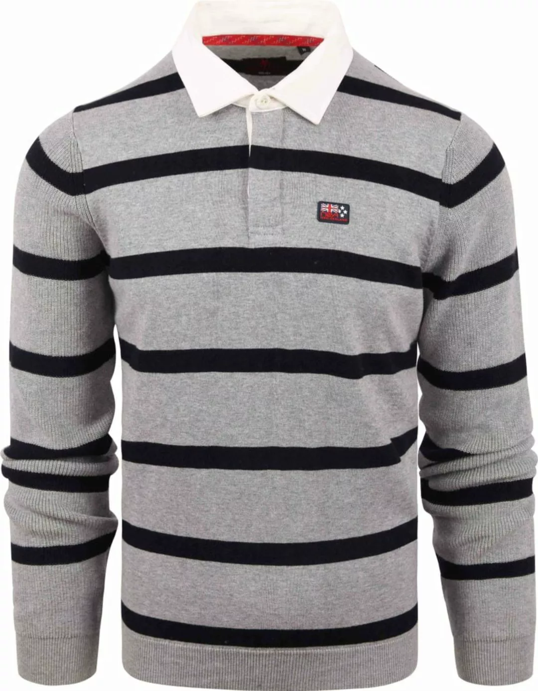 NZA Langarm Poloshirt Cheviot Grau - Größe L günstig online kaufen