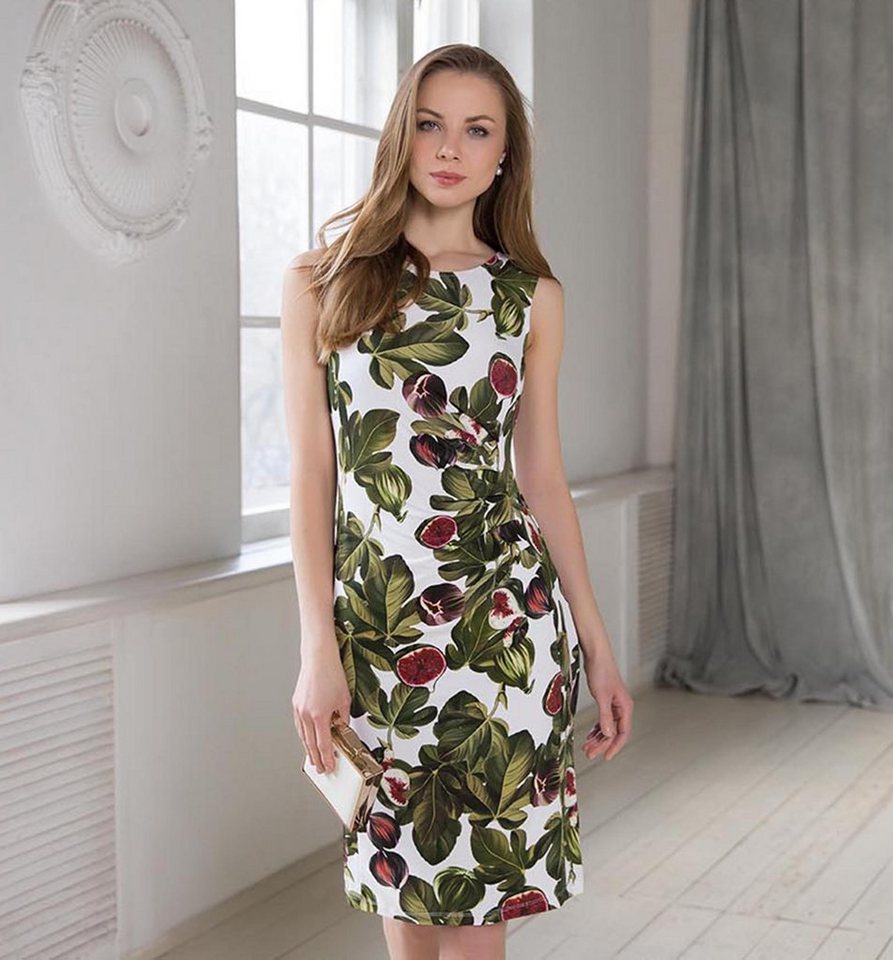 Passioni Druckkleid Kleid mit sommerlichen Blätterdruck bequemes Printkleit günstig online kaufen