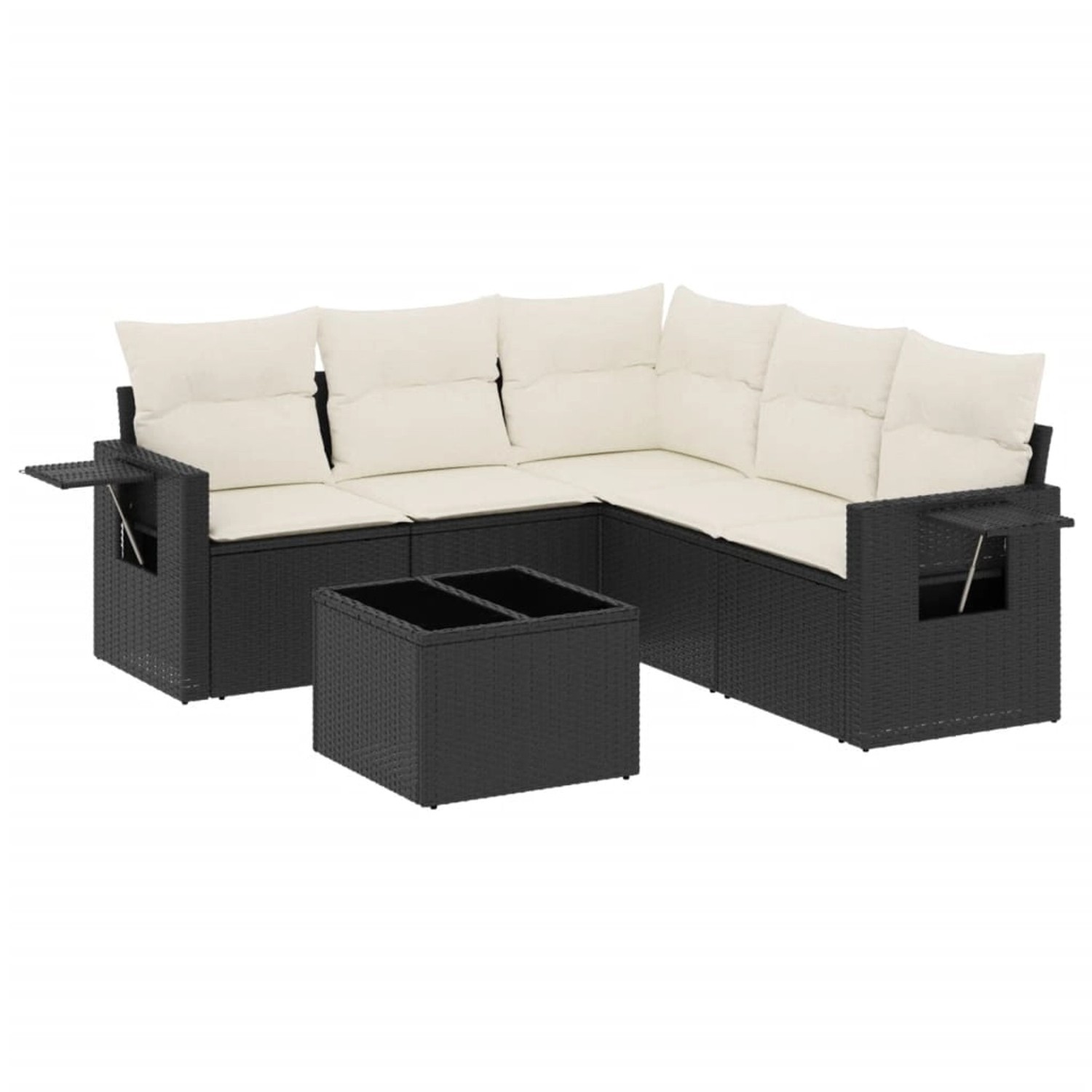 vidaXL 6-Tlg Garten-Sofagarnitur mit Kissen Schwarz Poly Rattan 3252493 günstig online kaufen