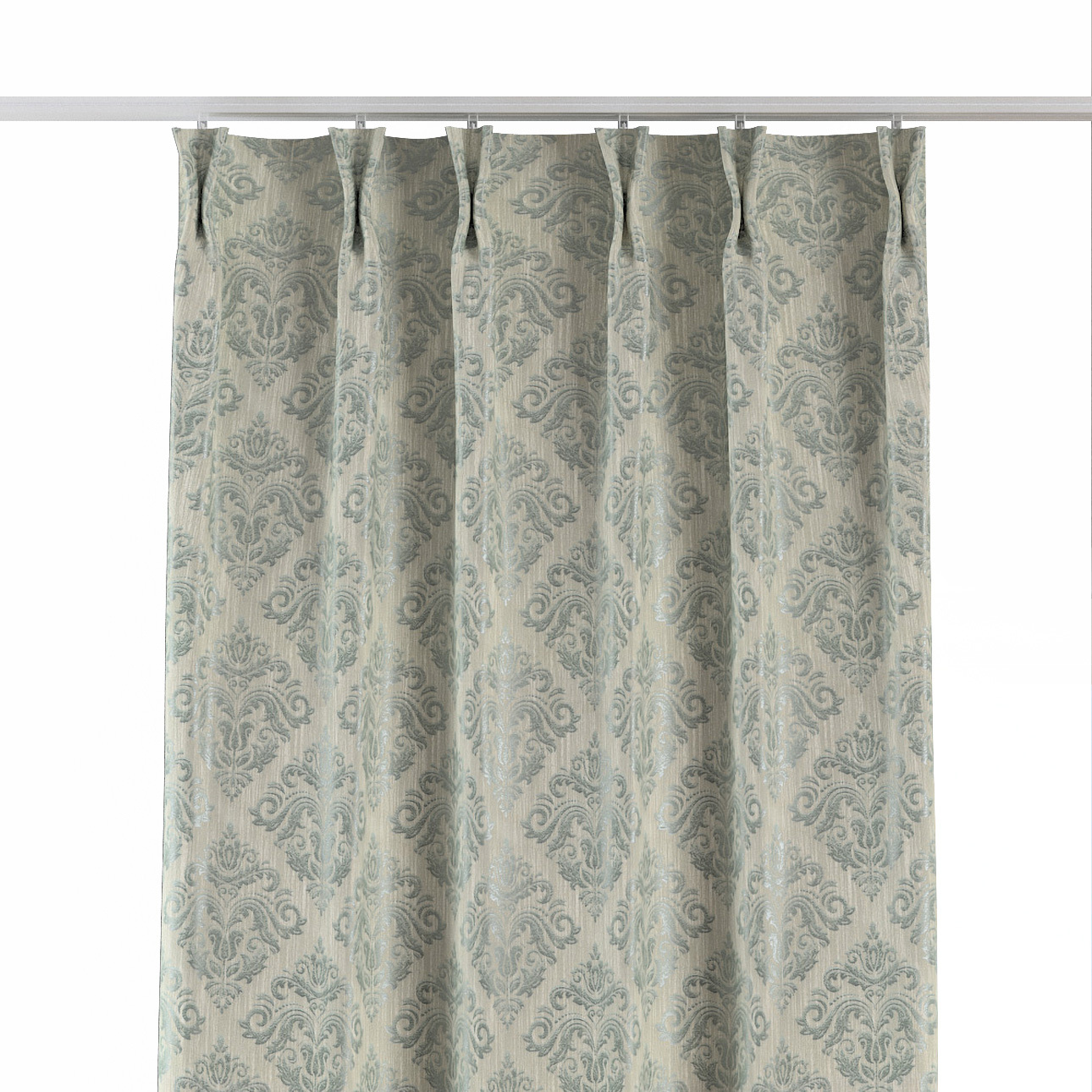 Vorhang mit flämischen 2-er Falten, silbern-blau, Imperia Premium (144-11) günstig online kaufen
