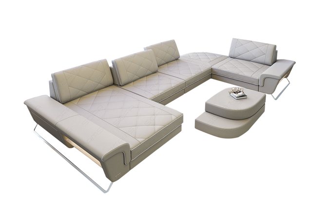 Sofa Dreams Wohnlandschaft Sofa Leder Bari U Form Ledersofa, Couch, mit LED günstig online kaufen